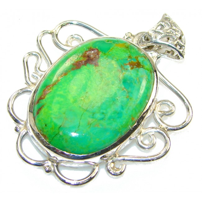 Fresh Green Turquoise Sterling Silver Pendant