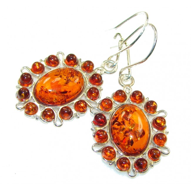 Perfect! Brown Polish Amber Sterling Silver earrings