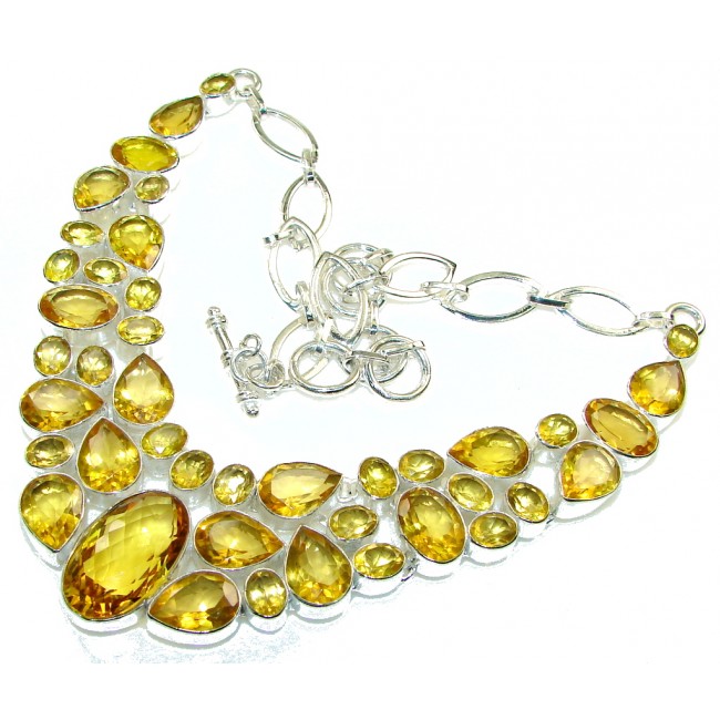 Summer Time!! Created Citrine Sterling Silver Necklace