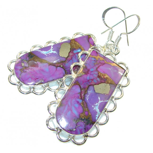 Purple Copper Turquoise Sterling Silver earrings