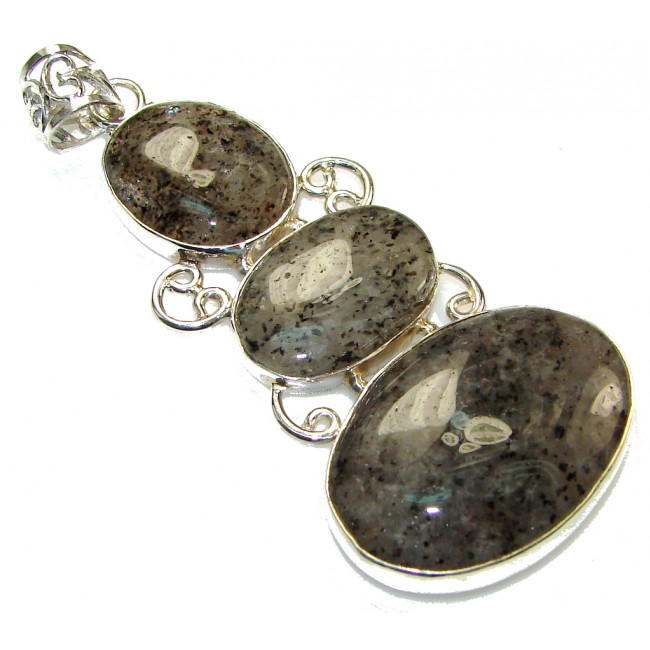 Perfect! Gray Moss Agate Sterling Silver Pendant