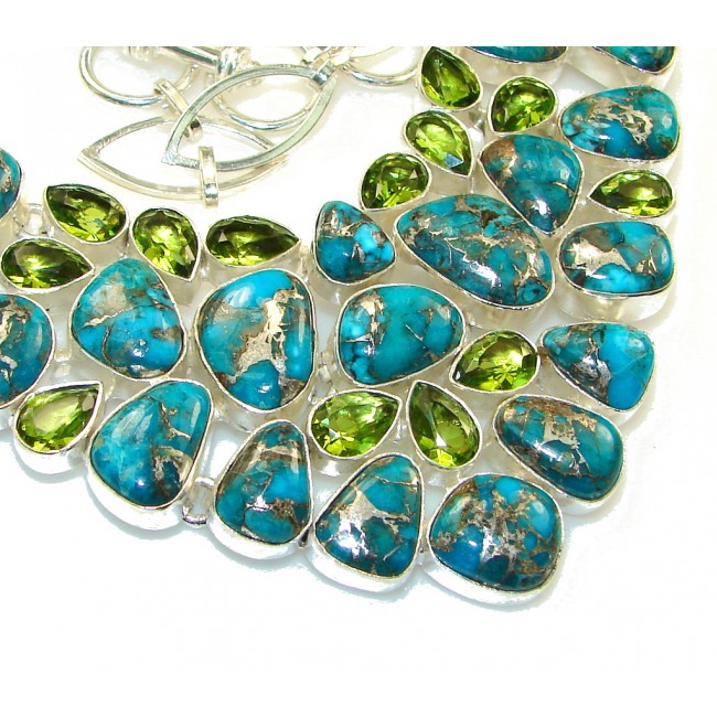 Natural Beauty!! Blue Copper Turquoise Sterling Silver necklace