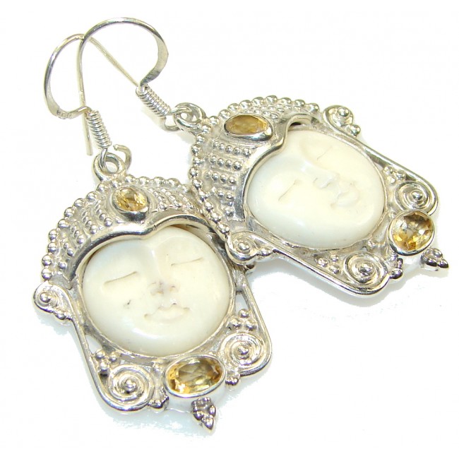 Fashion! White Moonface Sterling Silver earrings