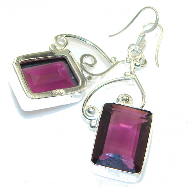 Simple! Purple Amethyst Quartz Sterling Silver earrings /