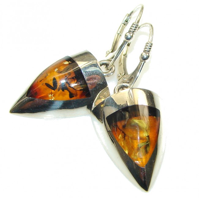 Promise Of Love!! Polish Amber Sterling Silver earrings