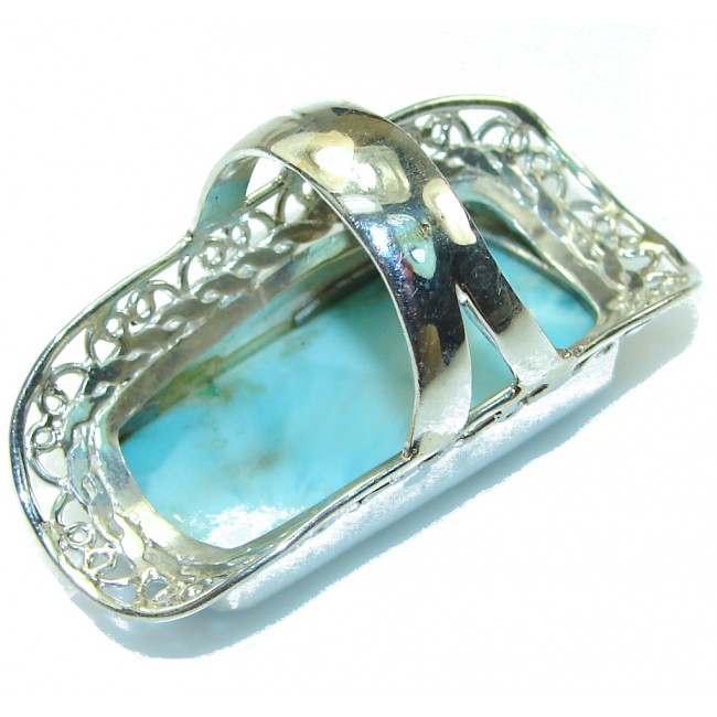 Large! Fashion Light Blue Larimar Sterling Silver Ring s. 10