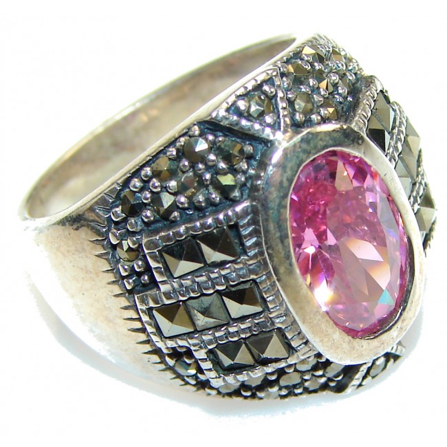 Princess Style!! Pink Topaz Sterling Silver ring; size 7