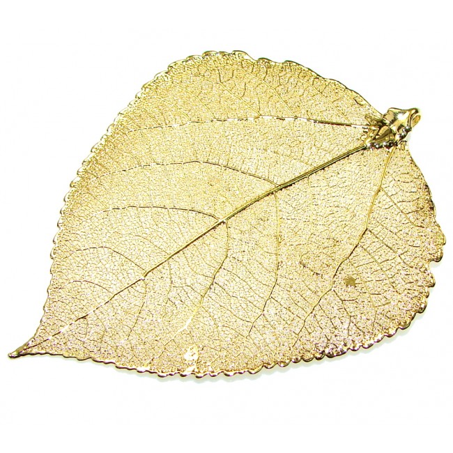 Large! Fashion! Gold Plated Leaf Sterling Silver Pendant