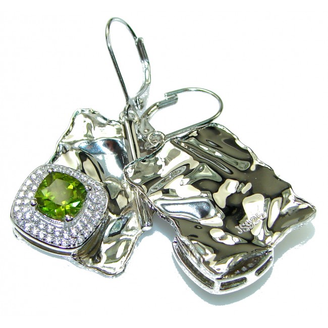 Chunky Exclusive Peridot Hammered Sterling Silver earrings