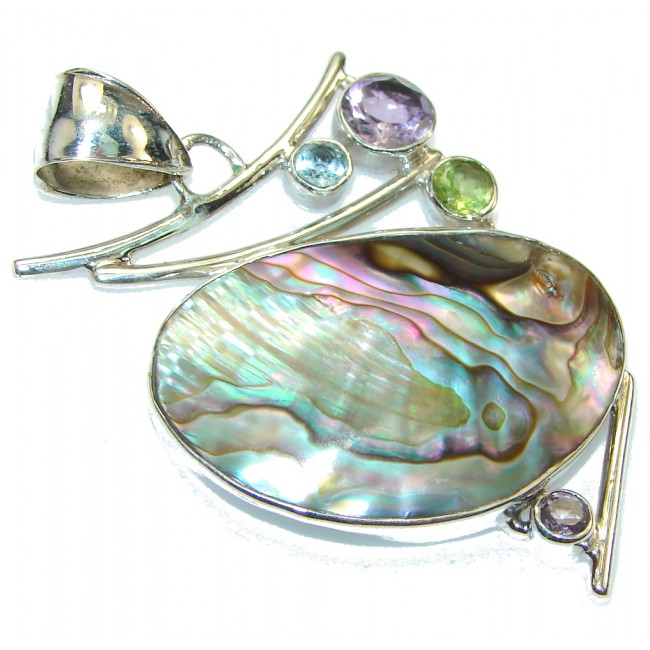Fantastic Rainbow Abalone Sterling Silver Pendant