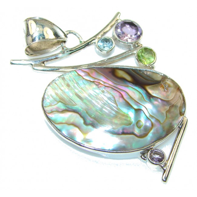 Fantastic Rainbow Abalone Sterling Silver Pendant
