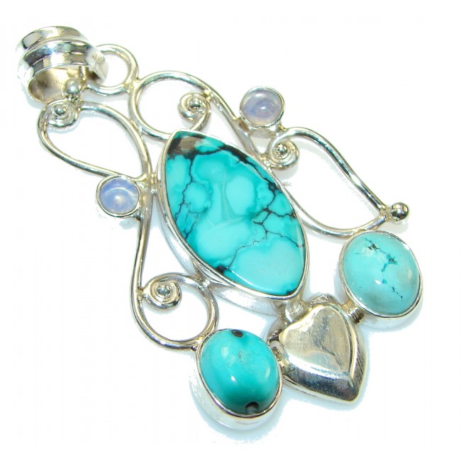 Amazing Color Of Turquoise Sterling Silver Pendant