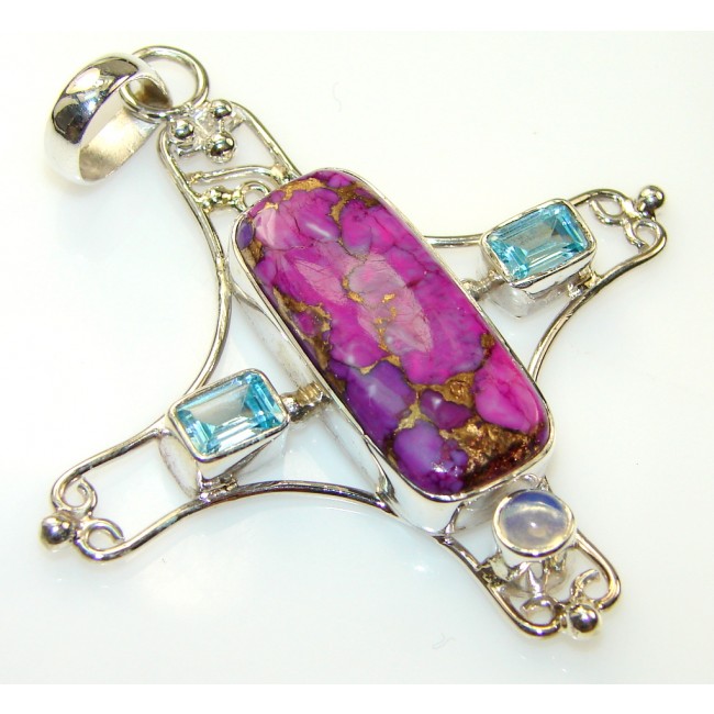 Amazing!! Purple Copper Turquoise Sterling Silver Pendant