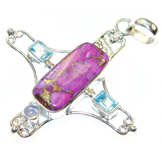 Amazing!! Purple Copper Turquoise Sterling Silver Pendant