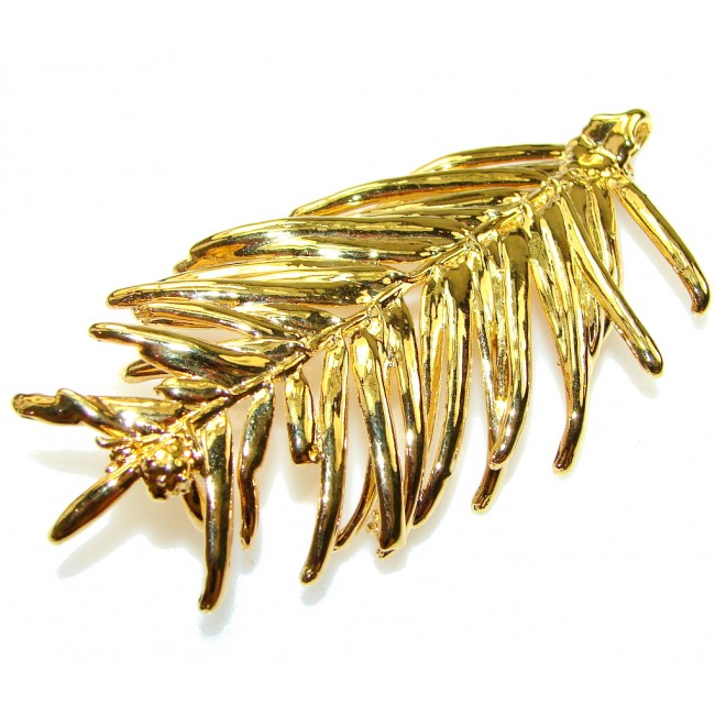 Large! Unusal Style!! Gold Plated Leaf Sterling Silver Pendant