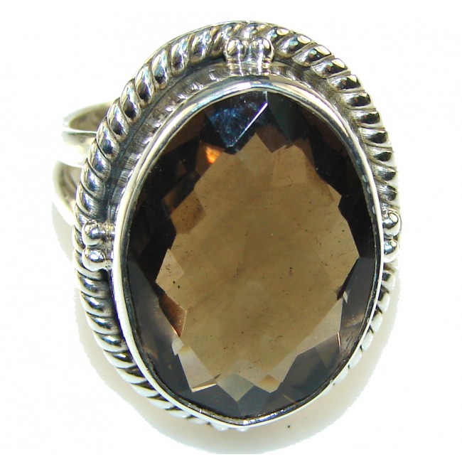 Instant Classic!! Brown Smoky Topaz Sterling Silver ring s. 9 1/2