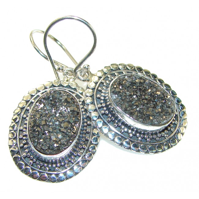 Classy Gray Druzy Sterling Silver earrings