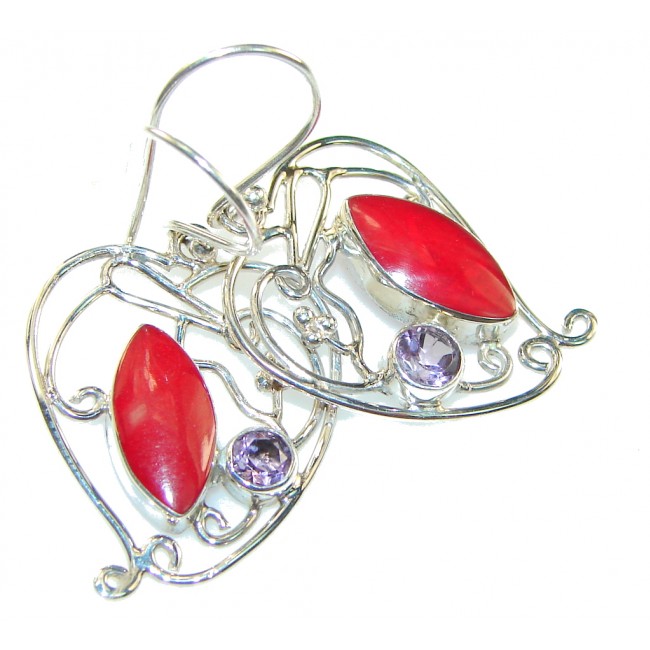 Delicate Red Coral Sterling Silver earrings