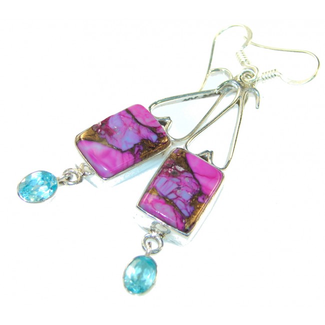 Fantastic! Purple Copper Turquoise Sterling Silver earrings