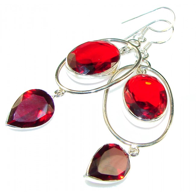 Love Power! Red Garnet Quartz Sterling Silver earrings