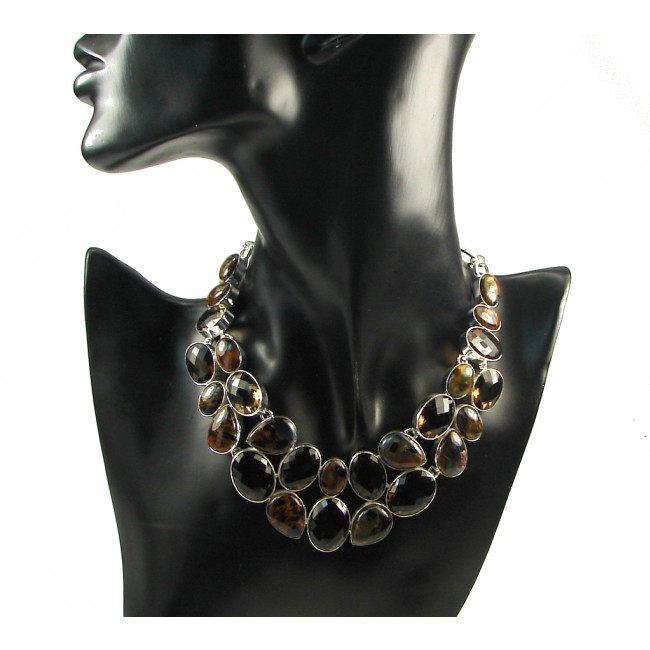 Touch Of Life!! Brown Smoky Topaz Sterling Silver necklace