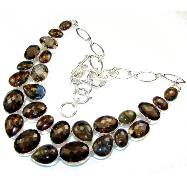 Touch Of Life!! Brown Smoky Topaz Sterling Silver necklace