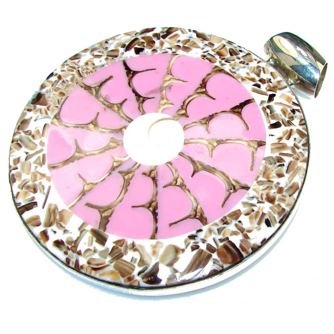 Big! Precious Ocean Pink Shell Sterling Silver Pendant