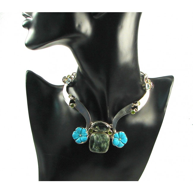 New Fashion Design!! Green Seraphinite Sterling Silver necklace