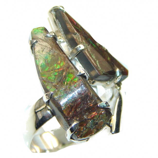 Faith In Love!! Ammolite Sterling Silver ring s. 11