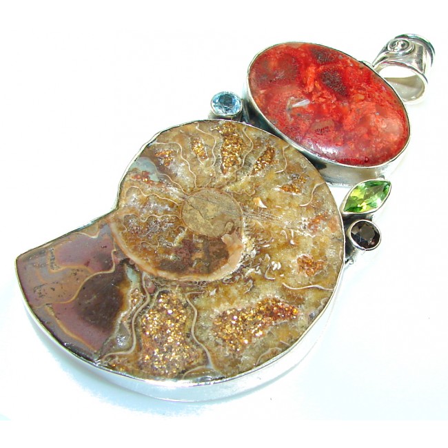 Giant Ammonite Fossil Sterling Silver Pendant