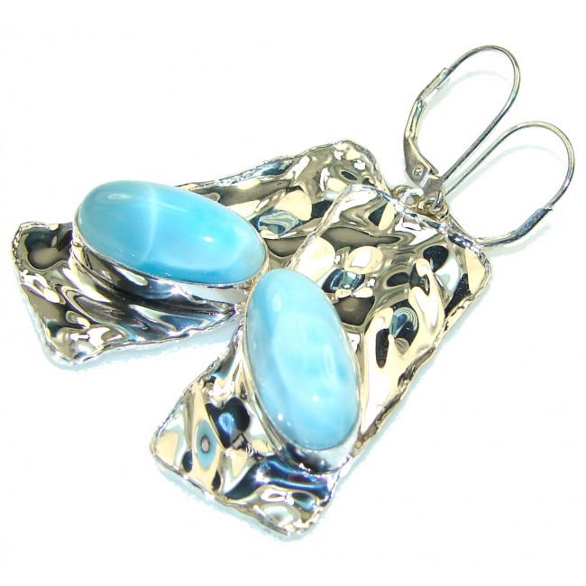 Amazing! Light Blue Larimar Sterling Silver earrings