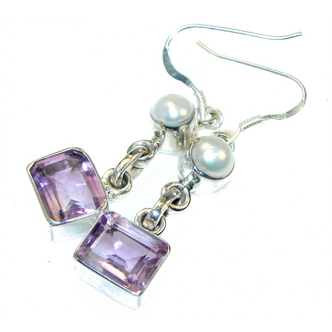 Delicate Design! Purple Amethyst Sterling Silver earrings