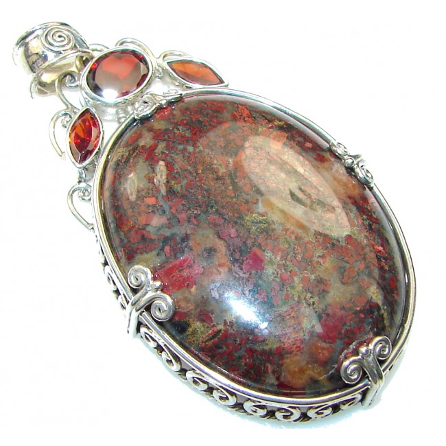 Classy!! Brown Moss Agate Sterling Silver Pendant