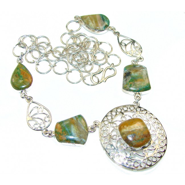 Delicate Design Of Ocean Jasper Sterling Silver necklace