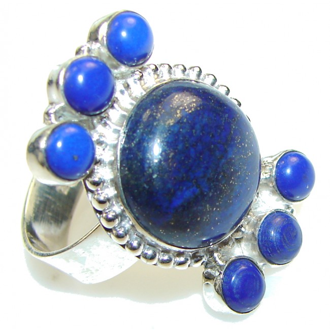 Excellent!! Blue Lapis Lazuli Sterling Silver Ring s. 11