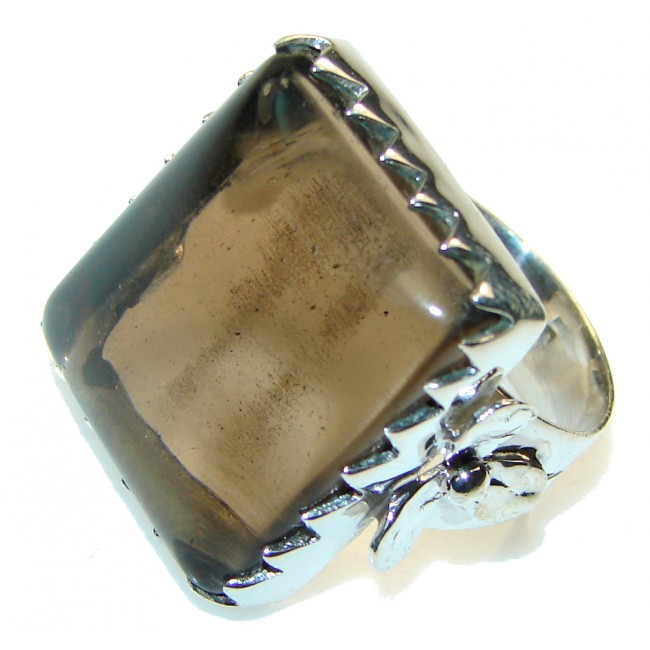 Simple!! Brown Smoky Quartz Sterling Silver Ring s. 9 1/4