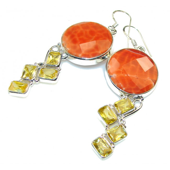 Ray Of Light Mexican Fire Agate Sterling Silver earrings