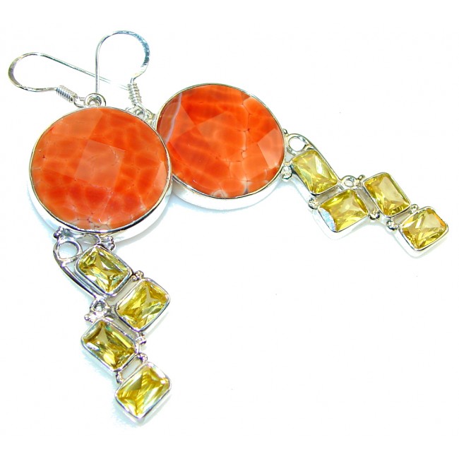 Ray Of Light Mexican Fire Agate Sterling Silver earrings