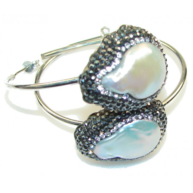 Large! Fashion Style, Mother of Pearl Sterling Silver earrings