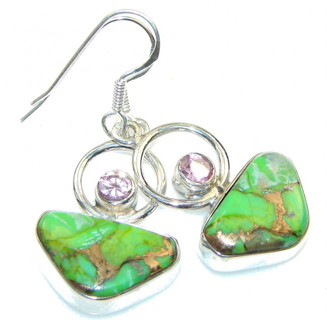 Green Island!! Copper Turquoise Sterling Silver earrings