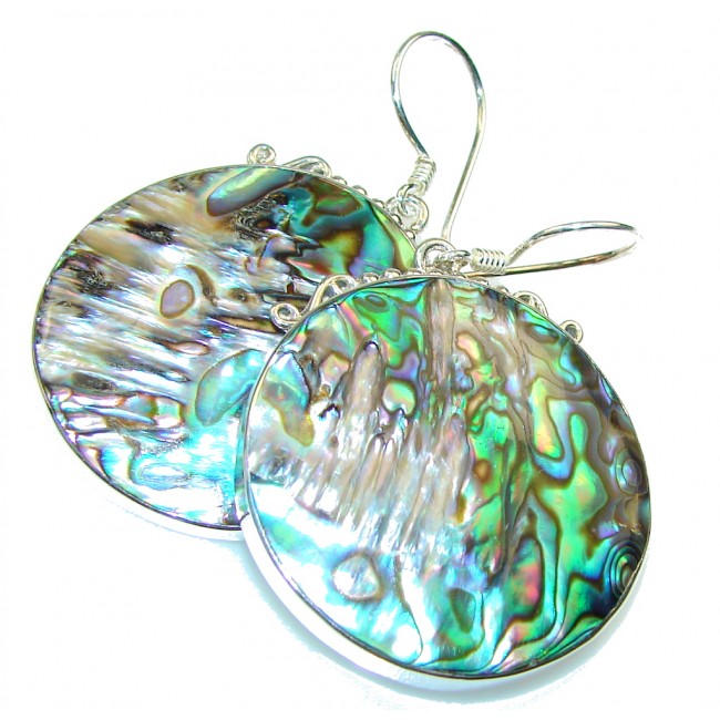 Paradise!! Rainbow Abalone Shell Sterling Silver earrings