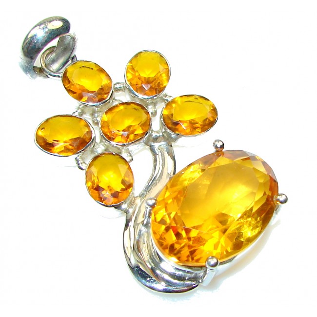 Amazing Color Of Honey Topaz Sterling Silver Pendant