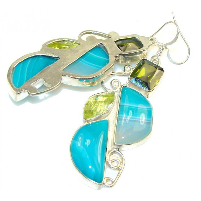 Fantastic Blue Botswana Agate Sterling Silver earrings