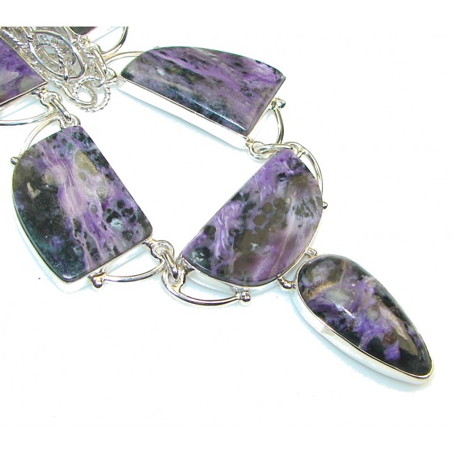 Natural Beauty!! Siberian Purple Charoite Sterling Silver Necklace