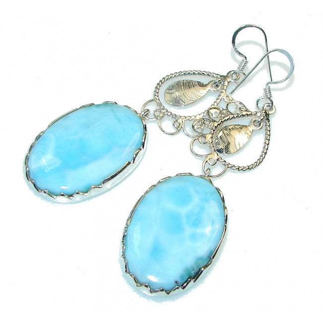 Just Perfect Style!! Light Blue Larimar Sterling Silver earrings