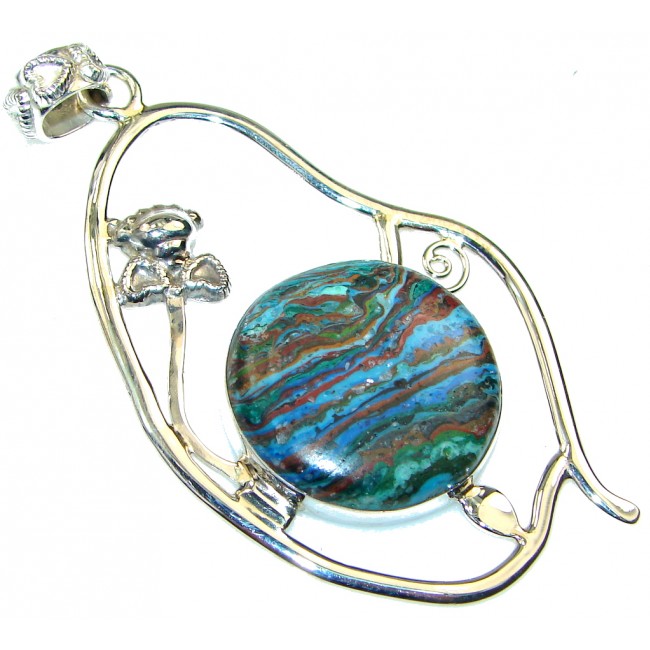 Excellent!! Rainbow Calsilica Sterling Silver Pendant