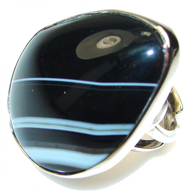 Fabulous Botswana Agate Sterling Silver Ring s. 8 - Adjustable