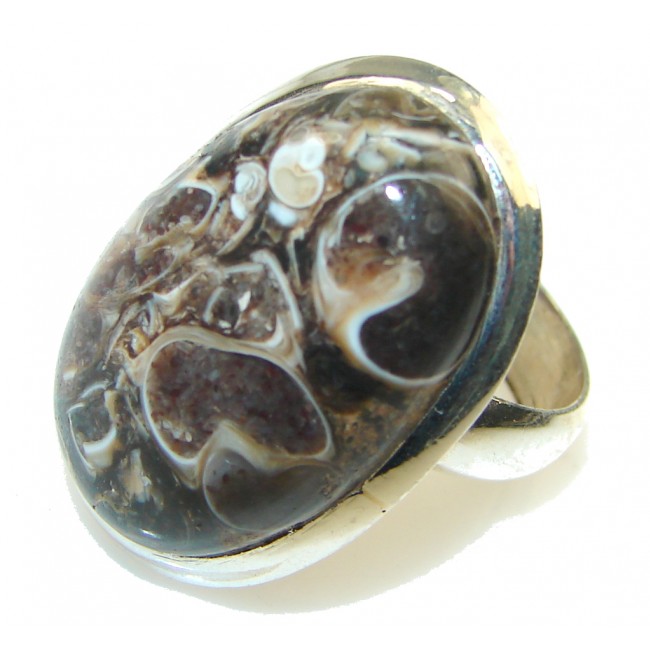 Simple!! Crinoid Fossil Sterling Silver ring s. 7 1/2