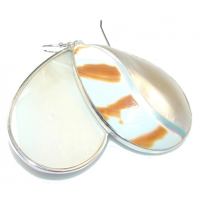 Large! Stylish Silver Shell Sterling Silver earrings