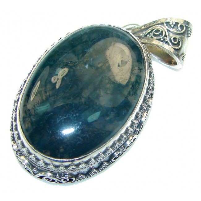 Classy! Moss Agate Sterling Silver Pendant
